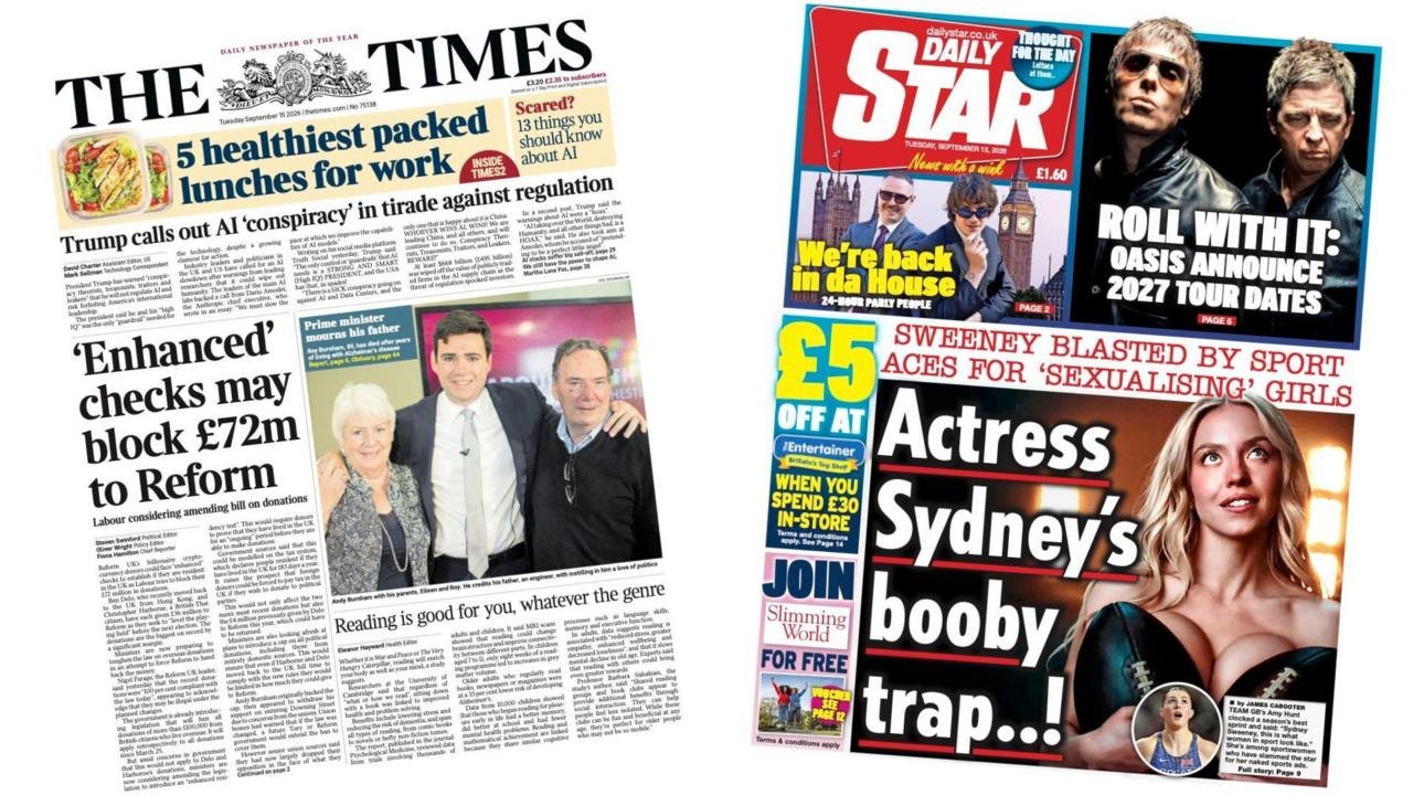 The Papers: Reform donors 'could face enhanced checks' and 'Sydney Sweeney blasted'