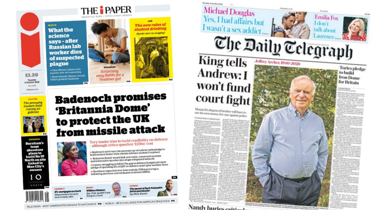 The Papers: Badenoch's 'Britannia Dome' and 'King tells Andrew 'I won't fund court fight''